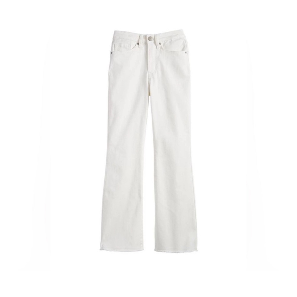 Mud Pie Lottie Flared Frayed Bottom Jeans NWT Size Small Minimalist White